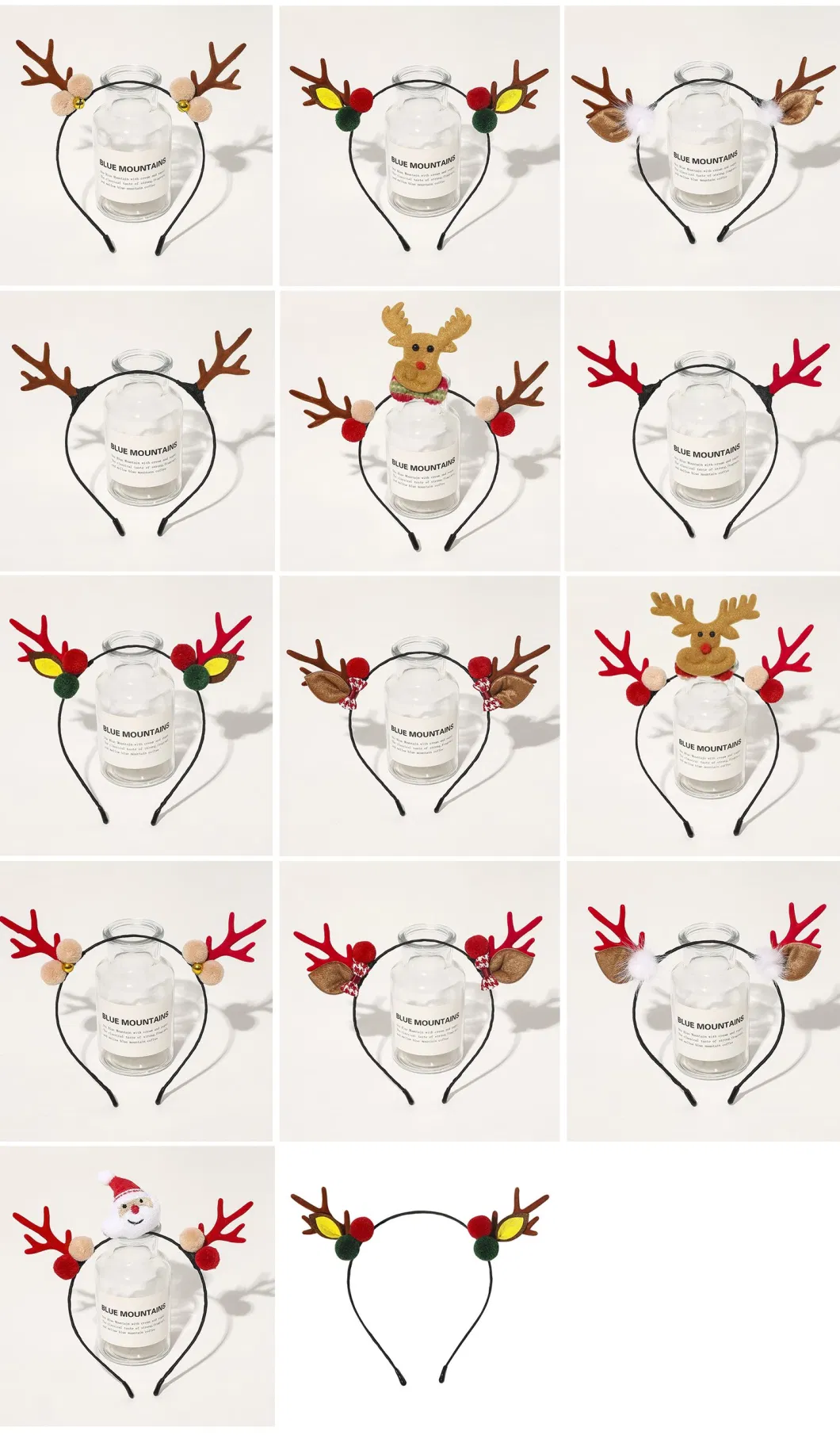 Christmas Headbands Pompon Cute Reindeer Antlers Snowman Hair Hoop Clasps for Party