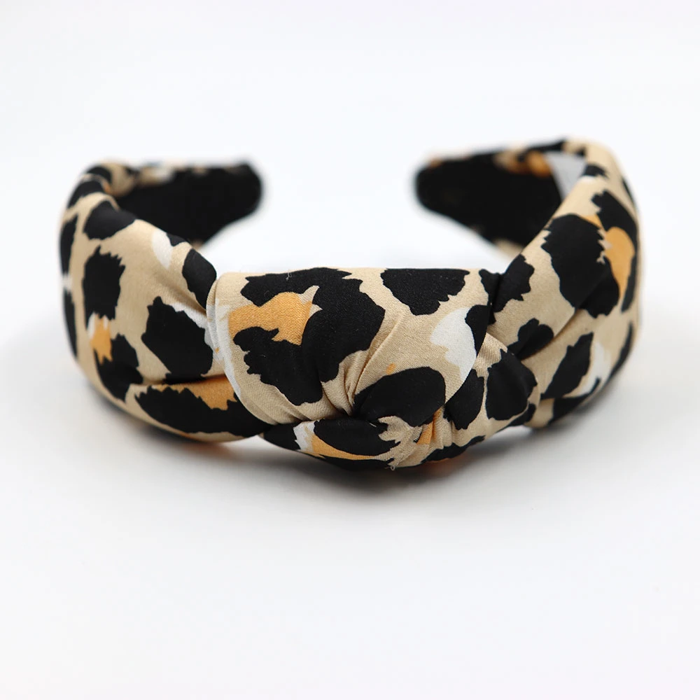 Wholesale Custom Fashion Girls Hair Accessory Fabric Hairband Plain PU Leather Wide Knot Headbands Hair Band for Women