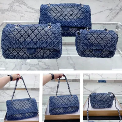 Женская сумка-сумочка с застежкой на листок Densim Classic Blue Designer Crossbody Tote Shopping Наплечный винтажный Вышивка Распечатать Сьер Аппаратная сумка 3 размера