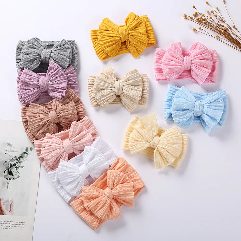 Bow Nylon Layers Headwear Kids Elastic Turban Headwraps Newborn Headband