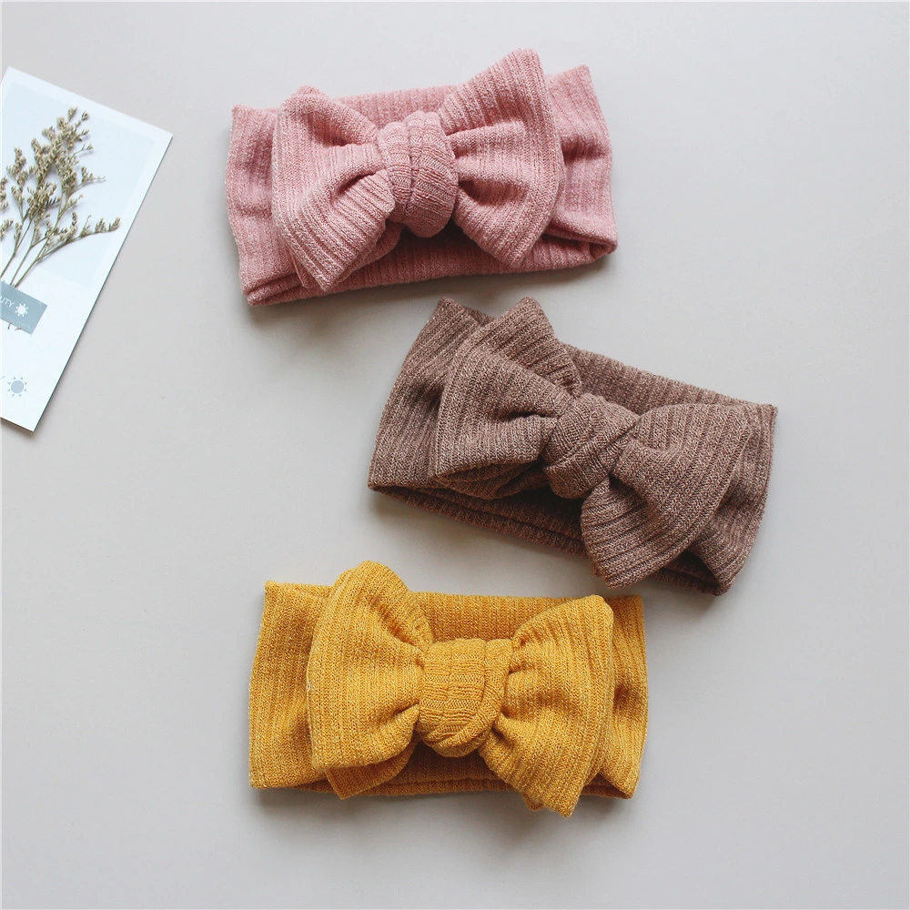 Children&prime;s Headband Oversized DIY Double Bow Pit Strip Knitted Headband for Baby