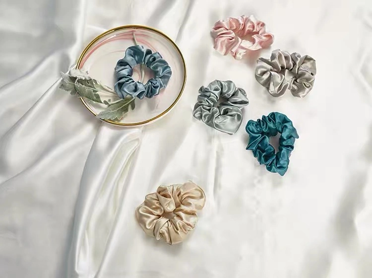 Custom Design Printed or Plian Color 100% Silk Satin Scrunchie