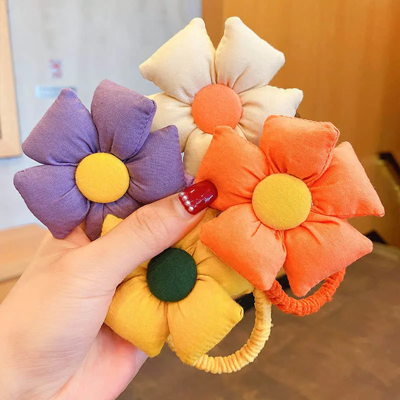 Wholesale Kids Sunflower Cute Hair Accessories Flower Elastic Hair Tie