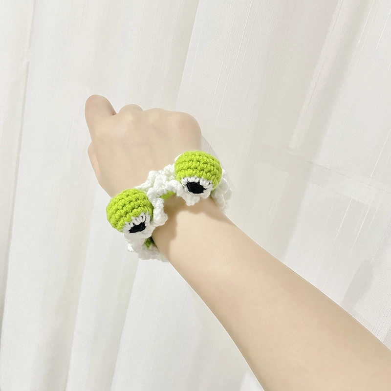 Cute Frog Head Knitted Hair Band Hair Rope Female Wool Handmade Scrunchies