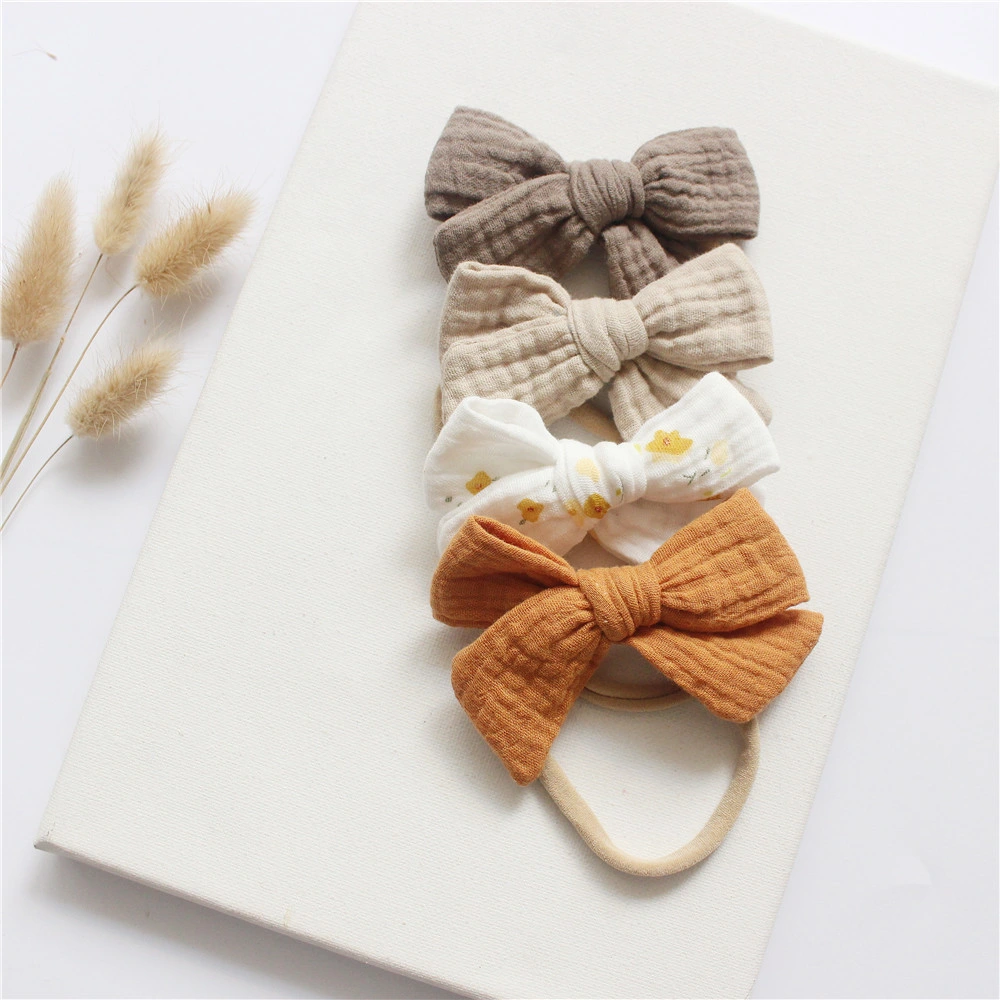 4 Baby Cotton Bow Headband Cute Set Headbands for Baby