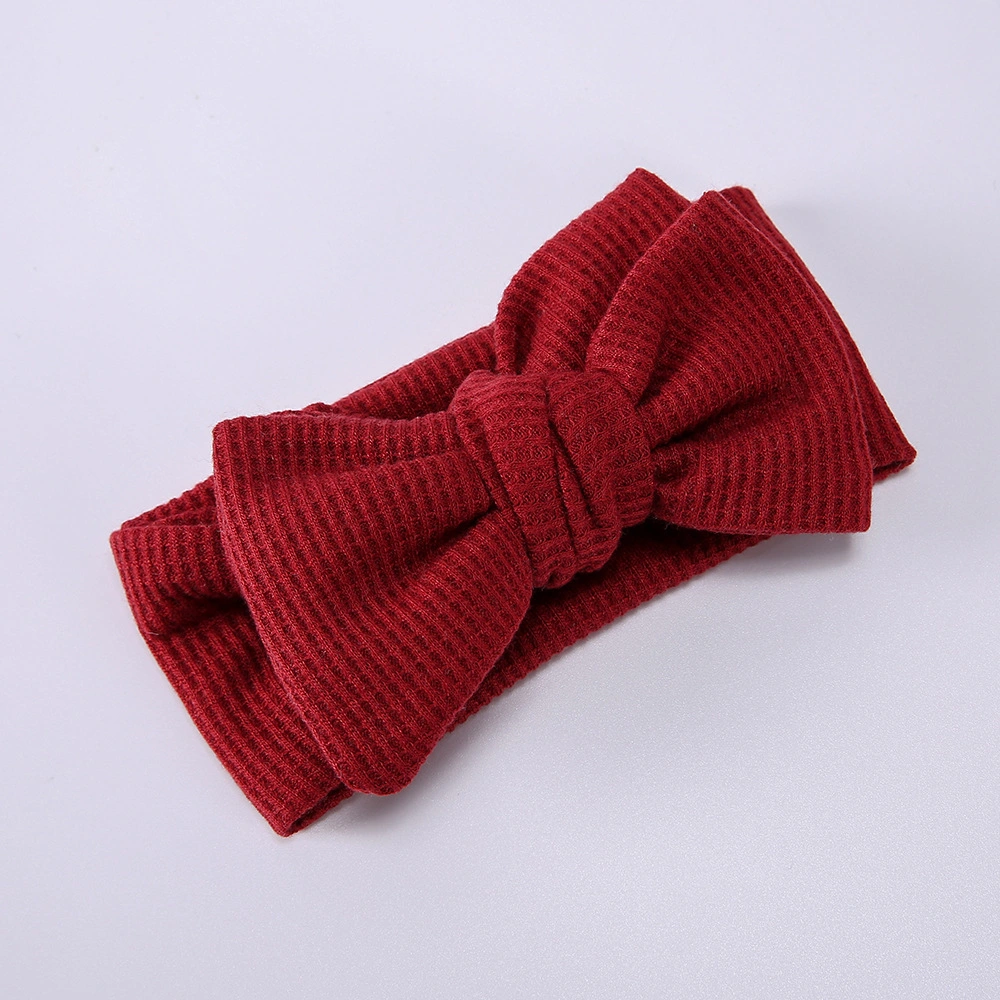 Wholesale Oversized Bow Headbands for Kids Waffle Knitted Knotted Headbands for Baby