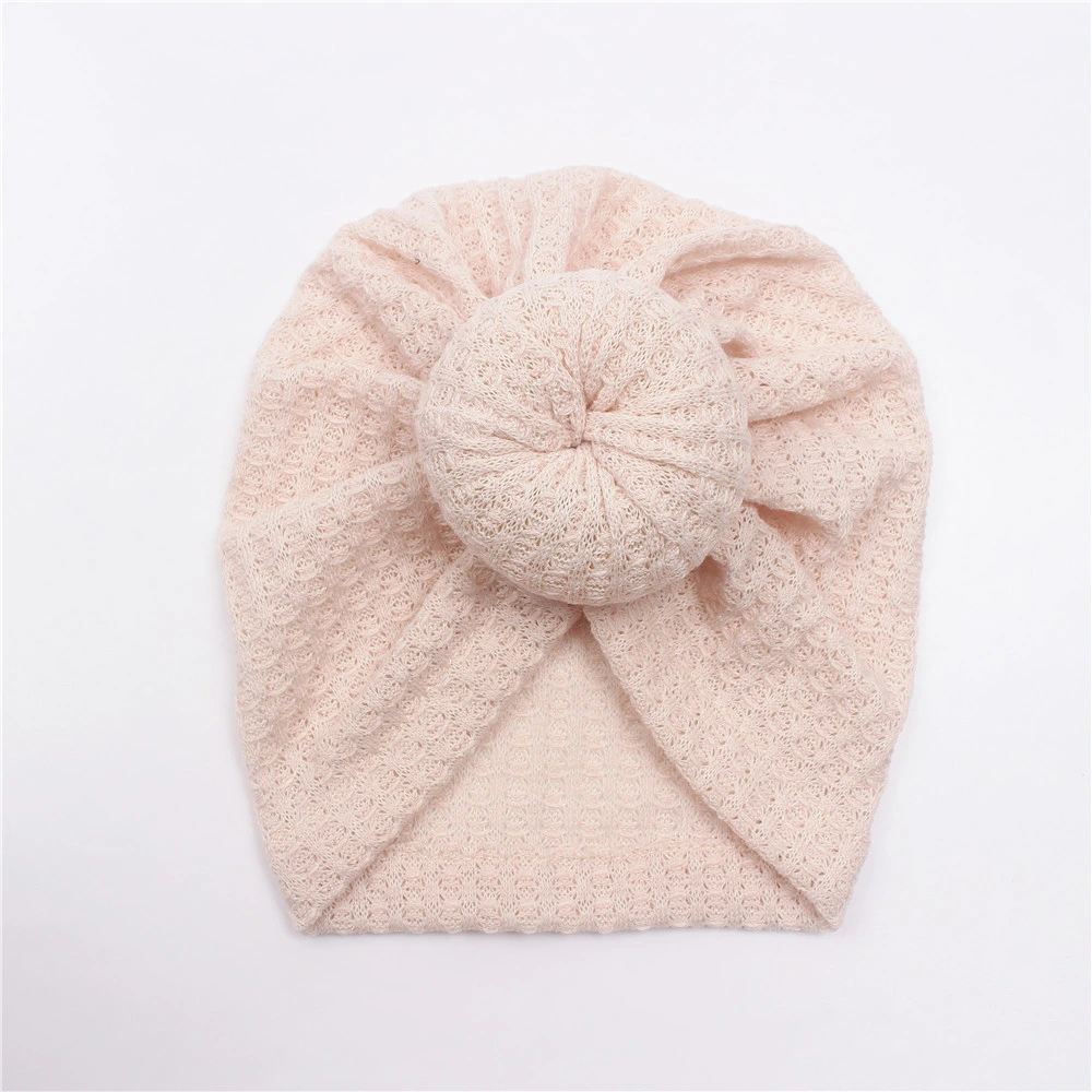 New Baby Waffle Wool Sweet Snare Head Knitted Ball Headbands for Baby