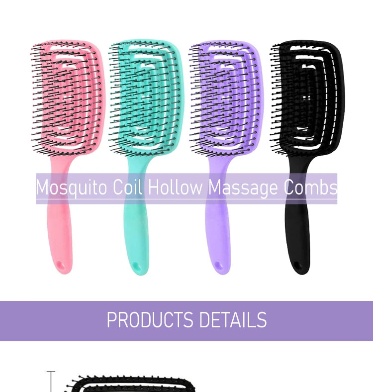 Mosquito Coil Hollow Massage Combs, Detangling Hair Brush for Curly, Women, Men, Kids, Toddlers, Wet and Dry Hair