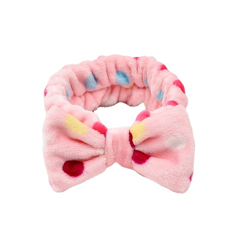 Lovely Soft Carol Fleece Bowknot Bow Makeup Cosmetic Shower Elastic Headband