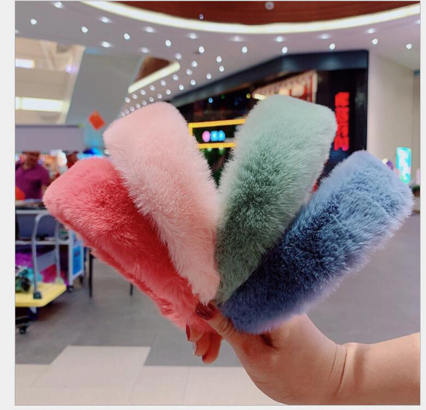 Wholesale Winter Women New Fashion Solid Color Headwrap Hair Accessories Pure Color Plush Wide Fur Headband