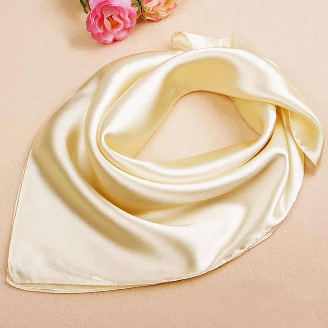 Classic Lightweight Square Silk Like Hair Wrapping Scarves Bandanas