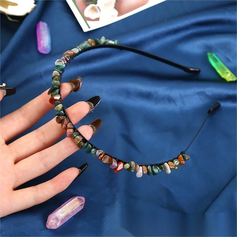 Wholesale Natural Crystal Three-Dimensional Colorful Headband