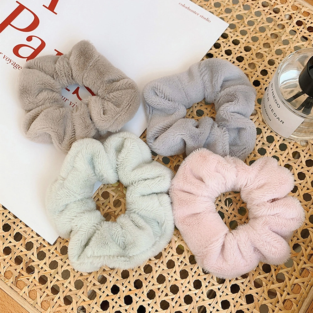 Artificial Rabbit Fur Plaid Hair Tie