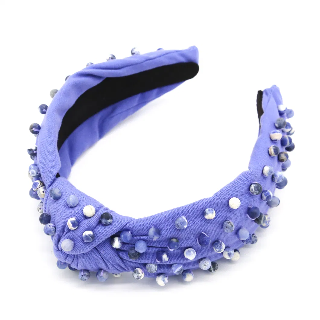 New Fashion Wholesale Female Clash Texture Satin Pearl Rhinestone Wide Korean Headband for Women Girls