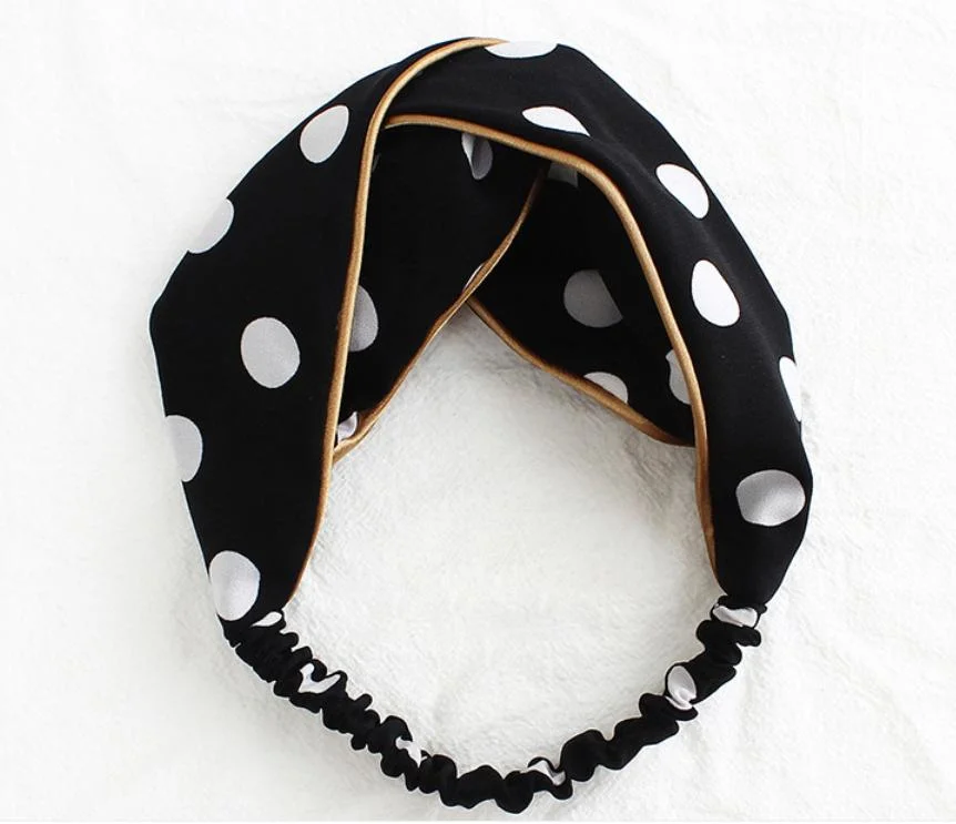 Fashion Vintage DOT Wide-Brimmed Yoga Gym Hairbands Hair-Accessories Bowknot Headbands