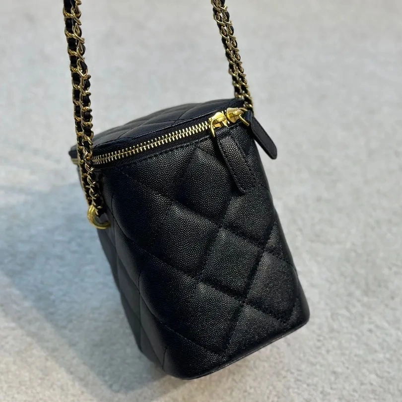 Classic Flap Caviar Bag Black Case Designer Top Mirror Cowhide Quilted Metal Hardware Zipper Badge Chain Shoulder Crossbody Bucket Bags