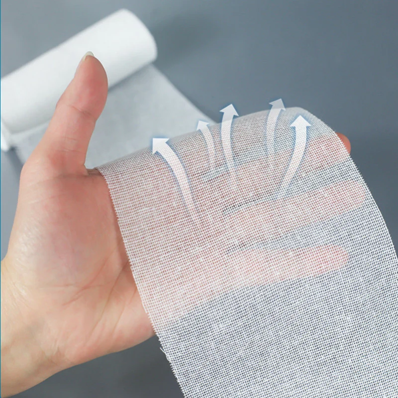 Disposable Surgical Bleached Cotton Absorbent Bandage Gauze Roll for Medical