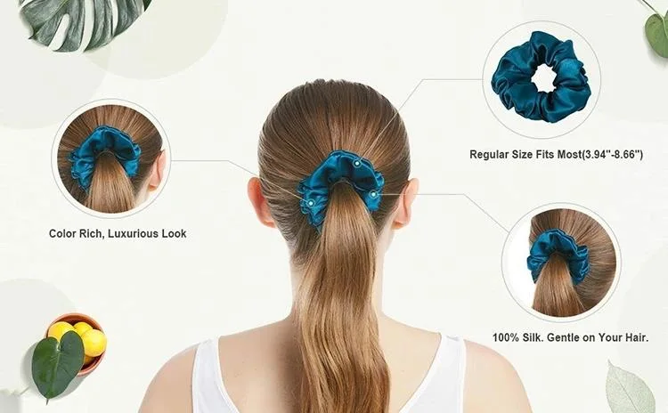 Women Fashion Elastic 100% Silk Scrunchies