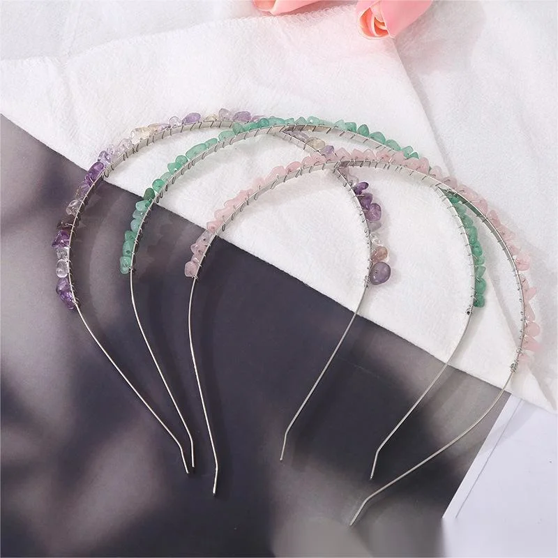 Wholesale Natural Stone Amethyst Silver Wire Headband