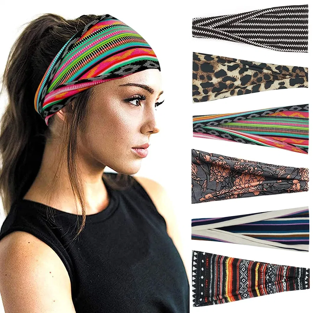 Boho Yoga Workout Fashion Hair Accessories Band 6 Pack Headbands for Women