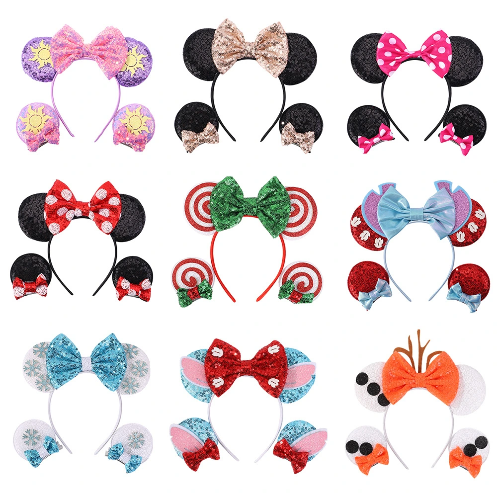 New Sequined Hair Hoop Mickey Mouse Bowknot Head Band Costume Headband