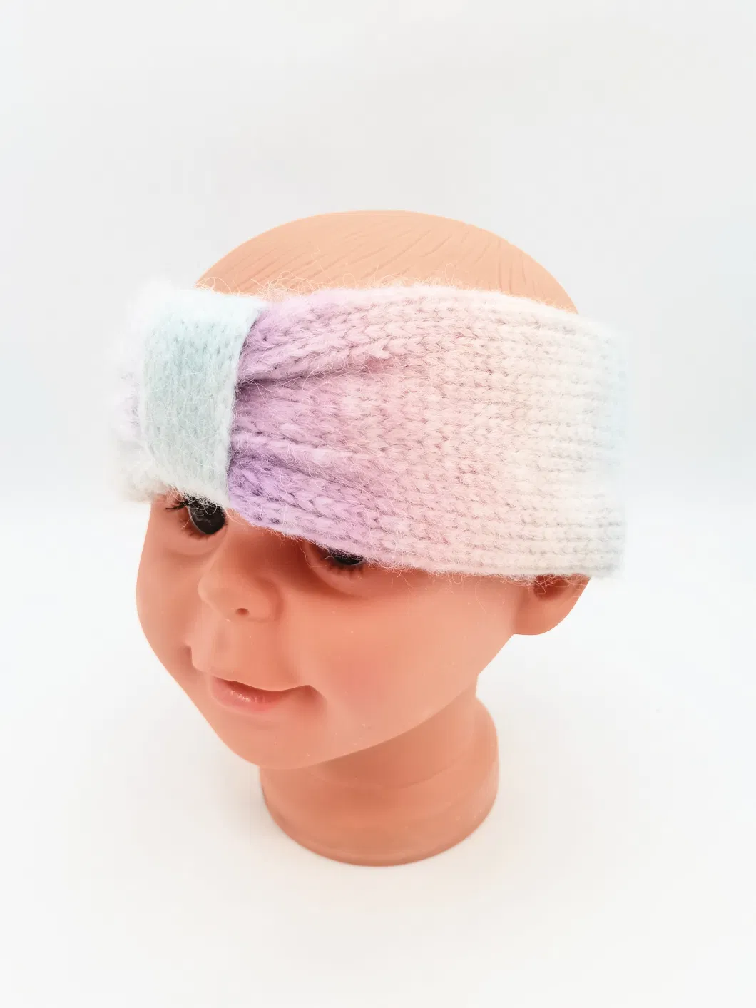 Knitted Headband with Gradient Yarn and Bow