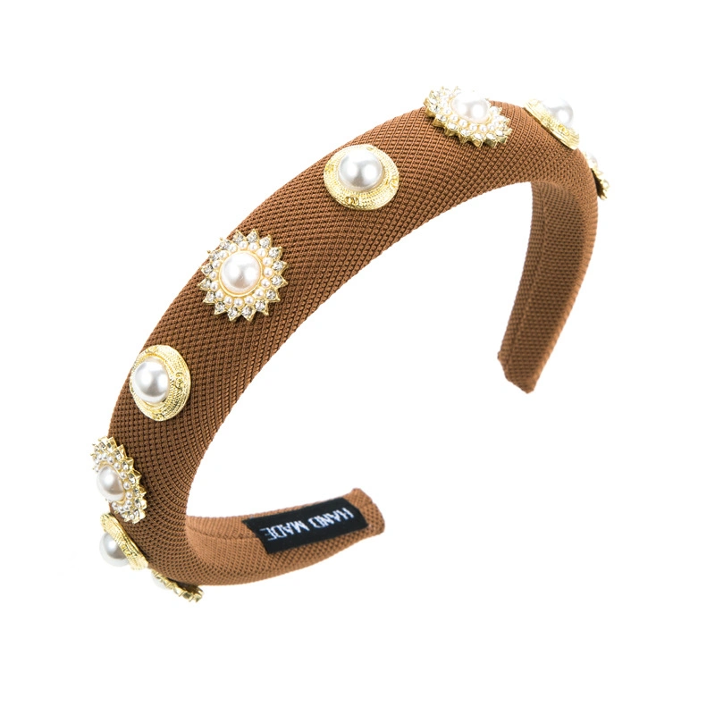 Fashion Baroque Pearl Cloth Floral Headband