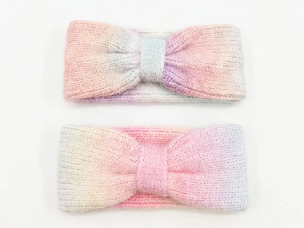 Knitted Headband with Gradient Yarn and Bow