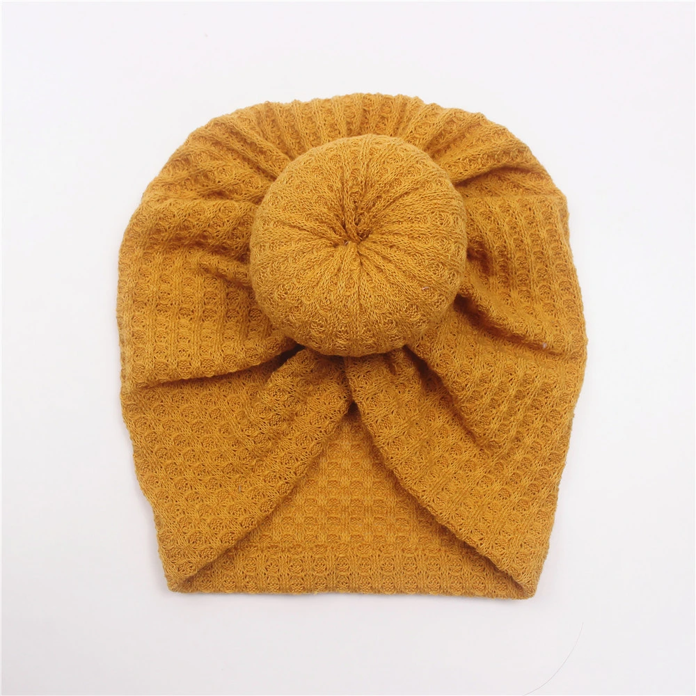 New Baby Waffle Wool Sweet Snare Head Knitted Ball Headbands for Baby