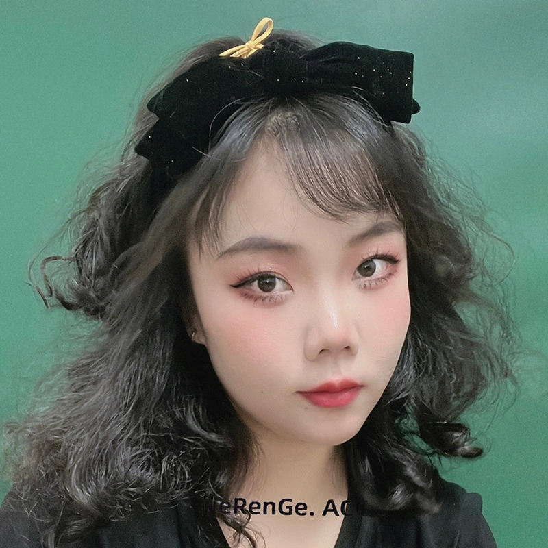 Korean Vintage Temperament Black Velvet Bow Simple Elegant Wide-Brimmed Headband