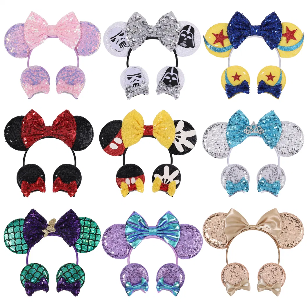 New Sequined Hair Hoop Mickey Mouse Bowknot Head Band Costume Headband