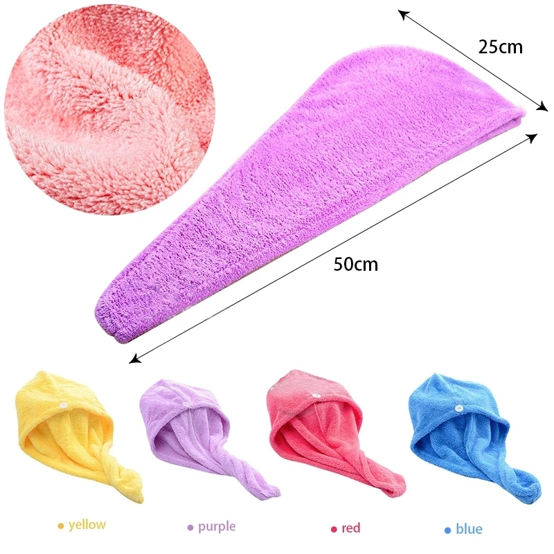 Microfiber Hair Drying Hat Towel Shower Bath SPA Turban Hair Dry Cap