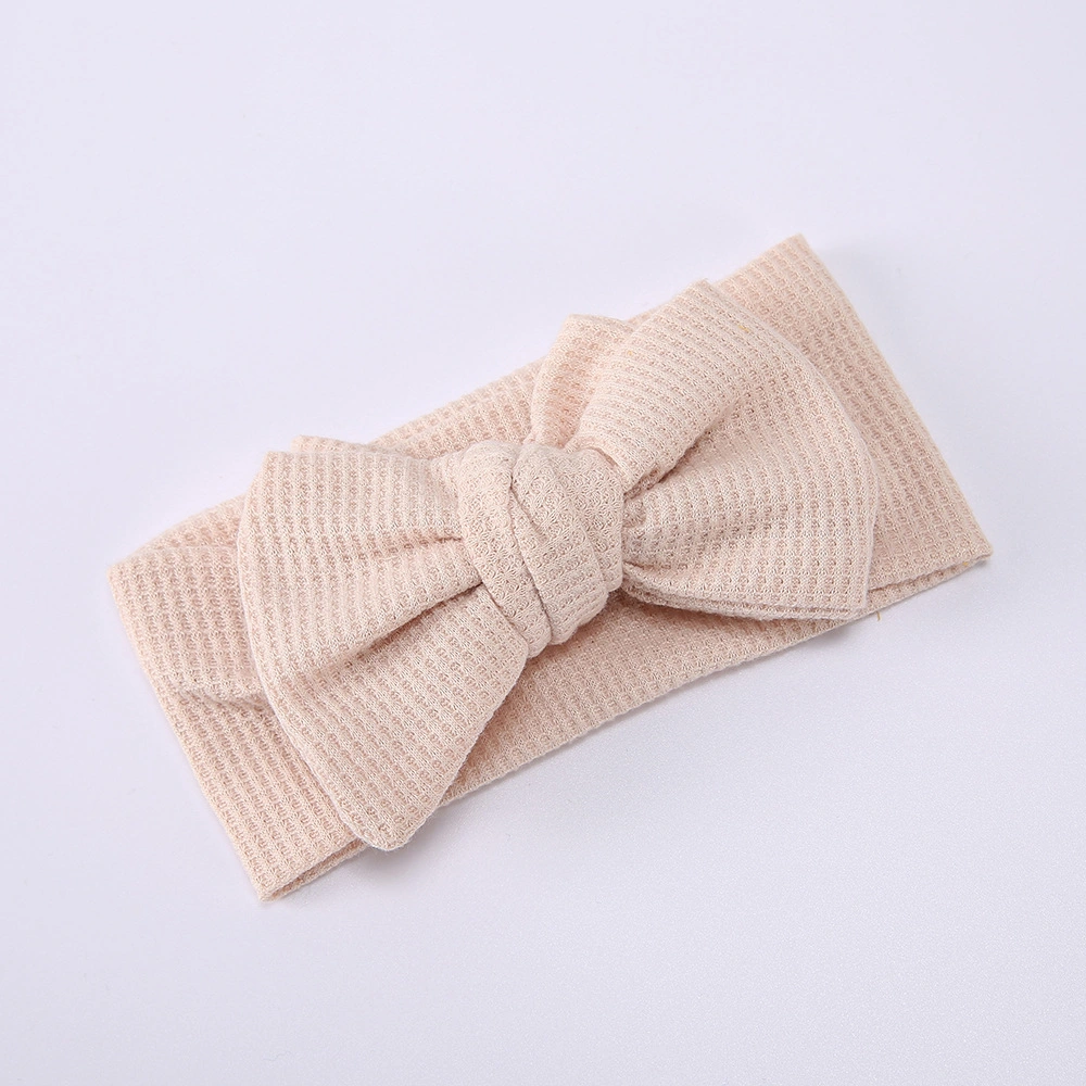 Wholesale Oversized Bow Headbands for Kids Waffle Knitted Knotted Headbands for Baby