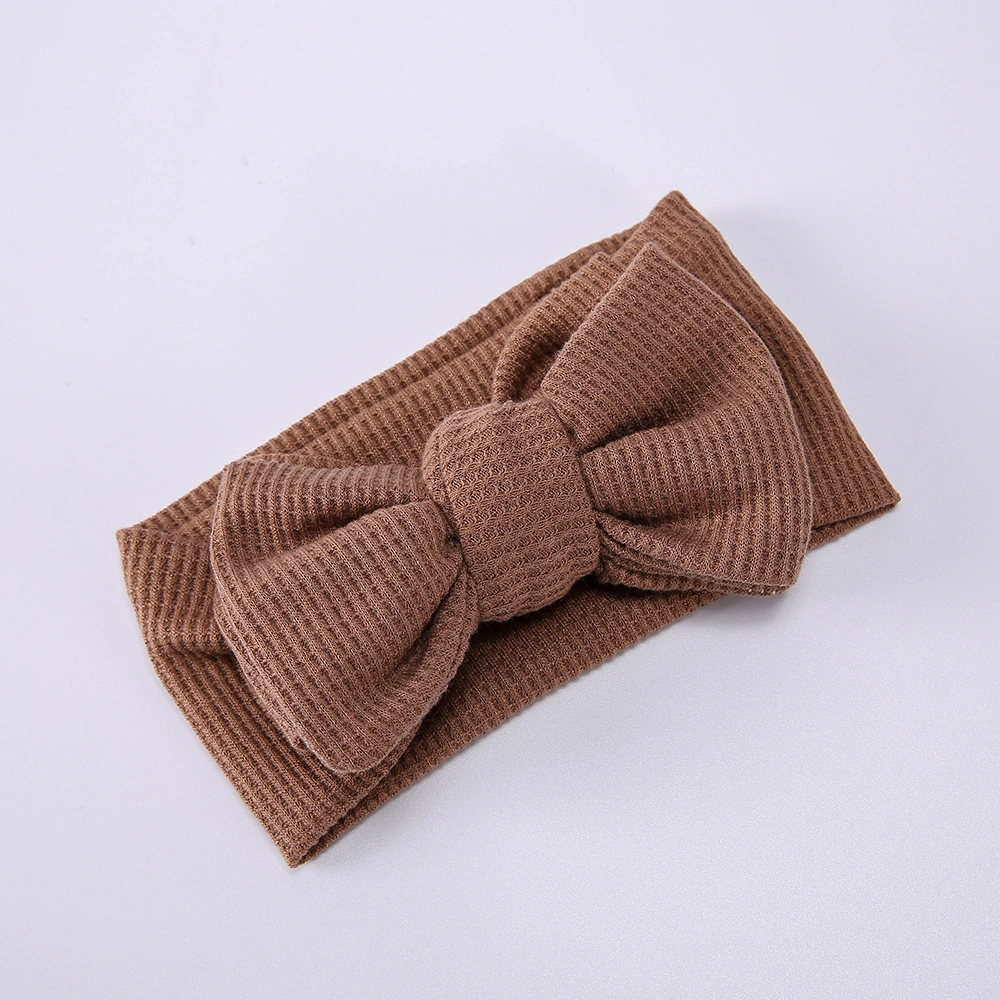 Wholesale Oversized Bow Headbands for Kids Waffle Knitted Knotted Headbands for Baby