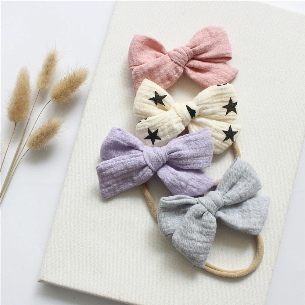 4 Baby Cotton Bow Headband Cute Set Headbands for Baby