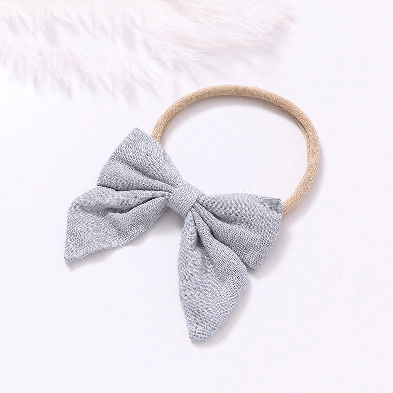 Fashion New Woman Girl Fabric Pink Bow Hair Elastic Band