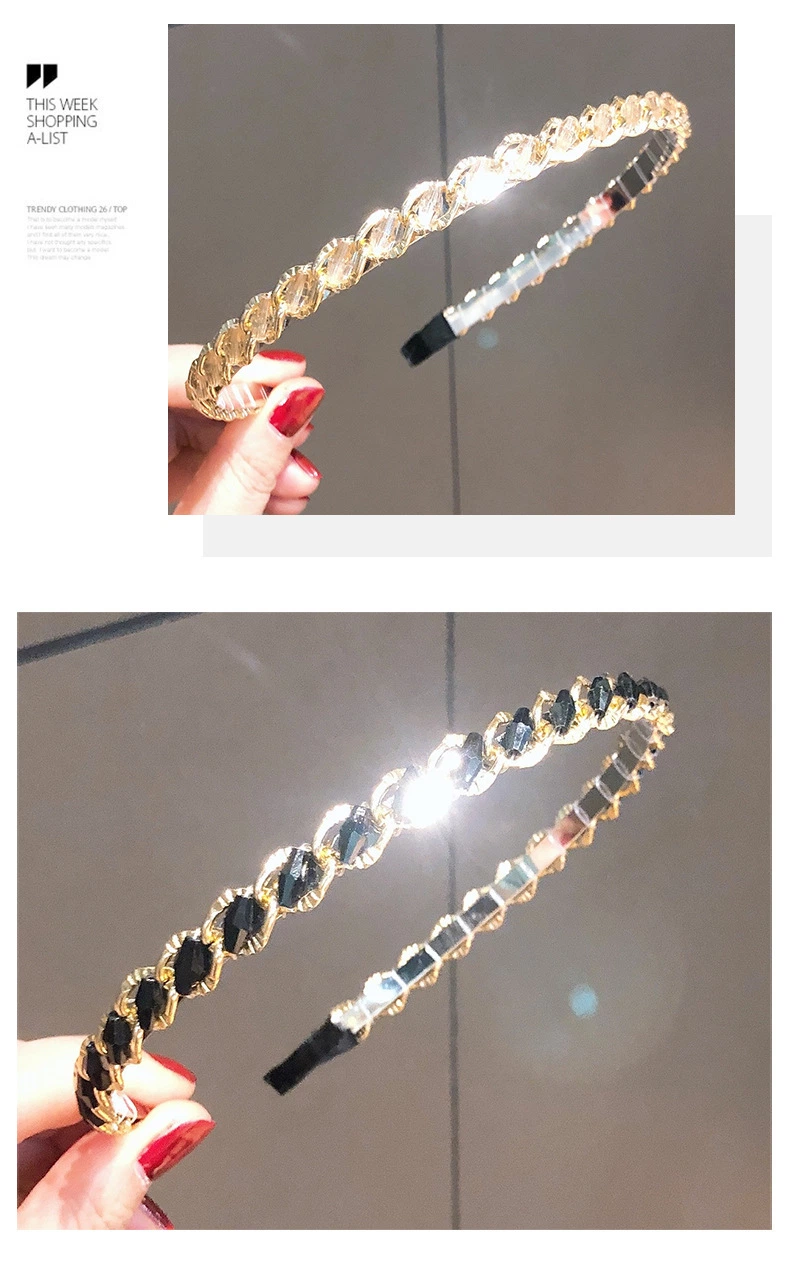 Wholesale Vintage Metal Hair Clip Headband New Korean Crystal Headband