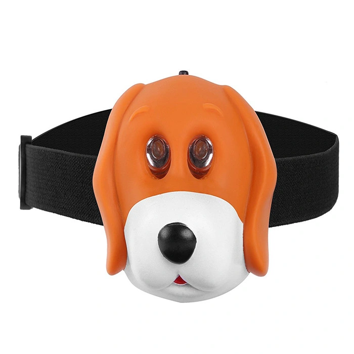 Goldmore11 Animal Kids Head Torch, 2LEDs Children Headlamp, Battery Powered Dog Shape Head Light for Hiking, Camping, and Running