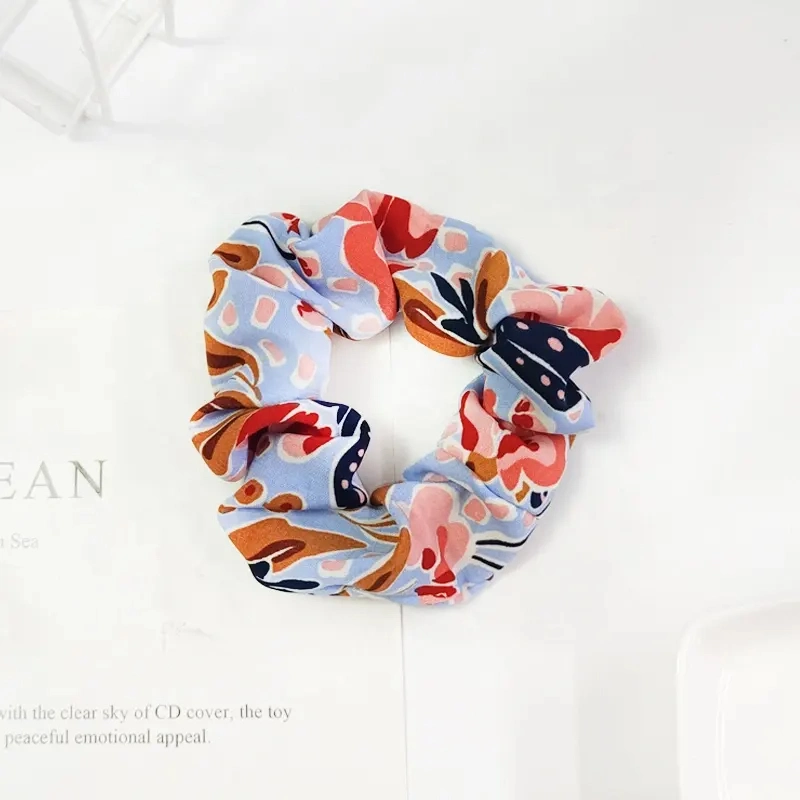 Country Style Custom Flower Pattern Hair Scrunchies High Stretchy Elastic Hair Band