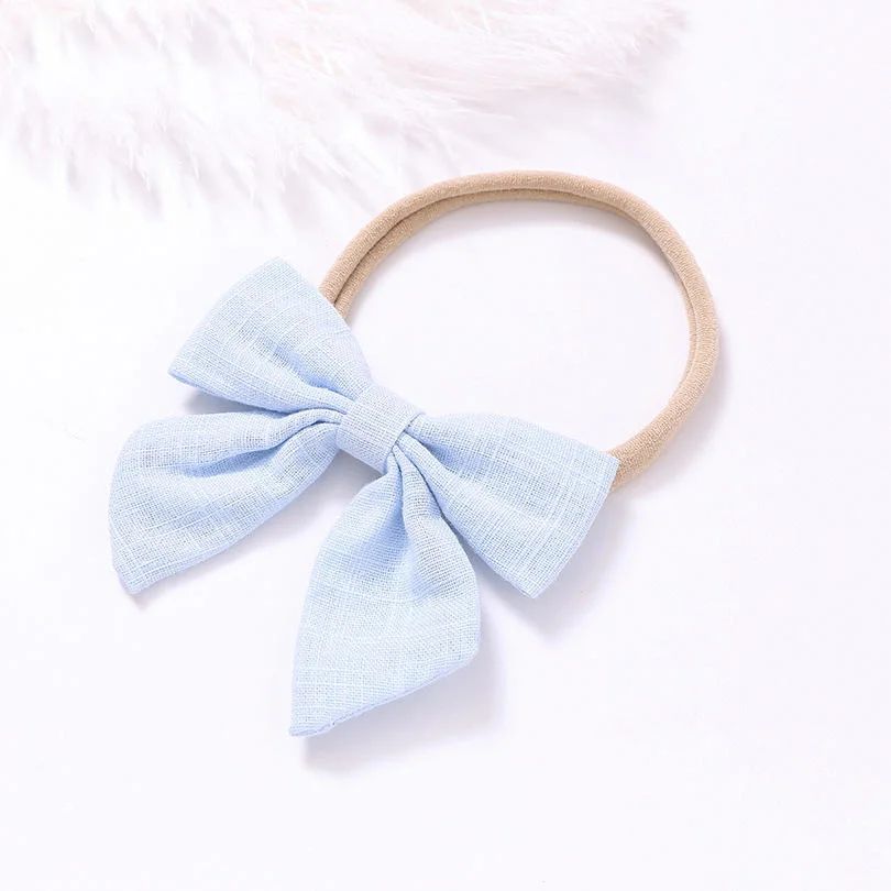 Fashion New Woman Girl Fabric Pink Bow Hair Elastic Band