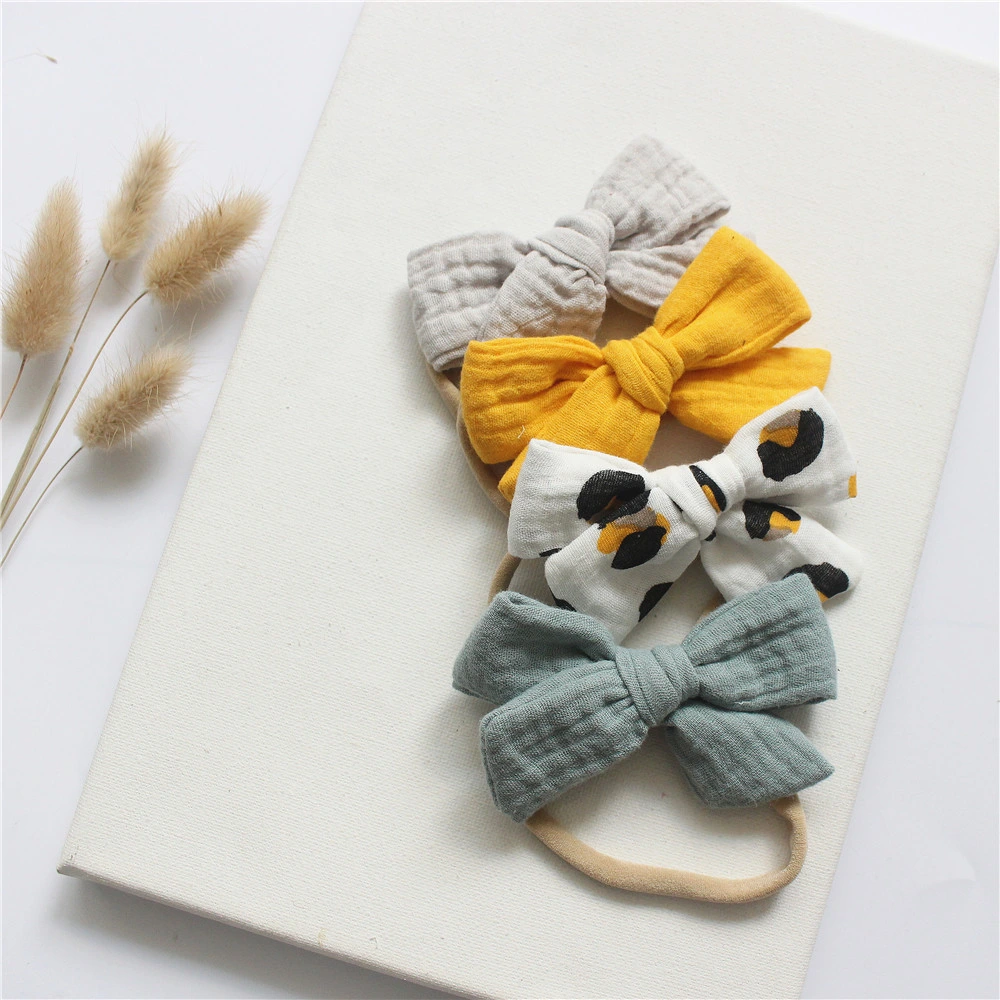 4 Baby Cotton Bow Headband Cute Set Headbands for Baby