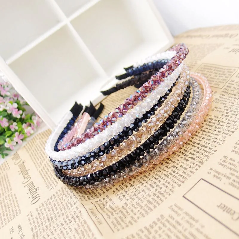 New Double Row Crystal Headband Korea Clip Wide Edge Drill Head Headband