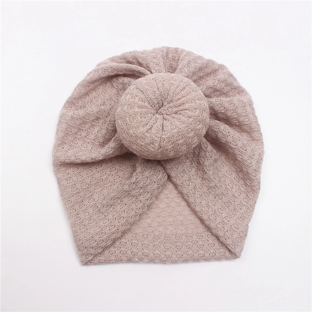 New Baby Waffle Wool Sweet Snare Head Knitted Ball Headbands for Baby