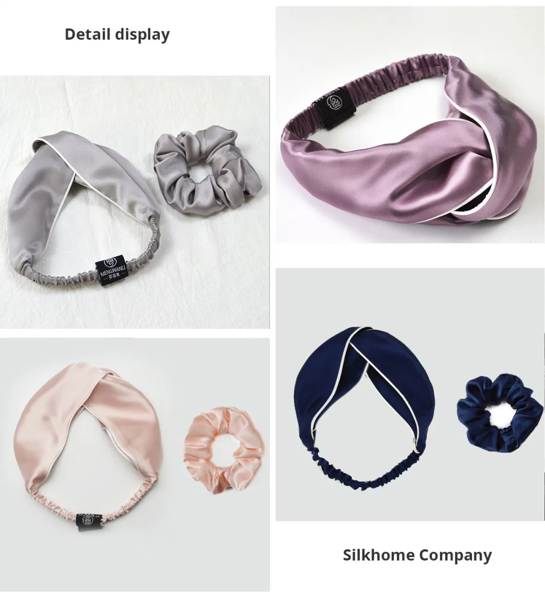 China Factory 6A Grade Mulberry Silk Hot Sale Elastic Silk Headband with Custom Label