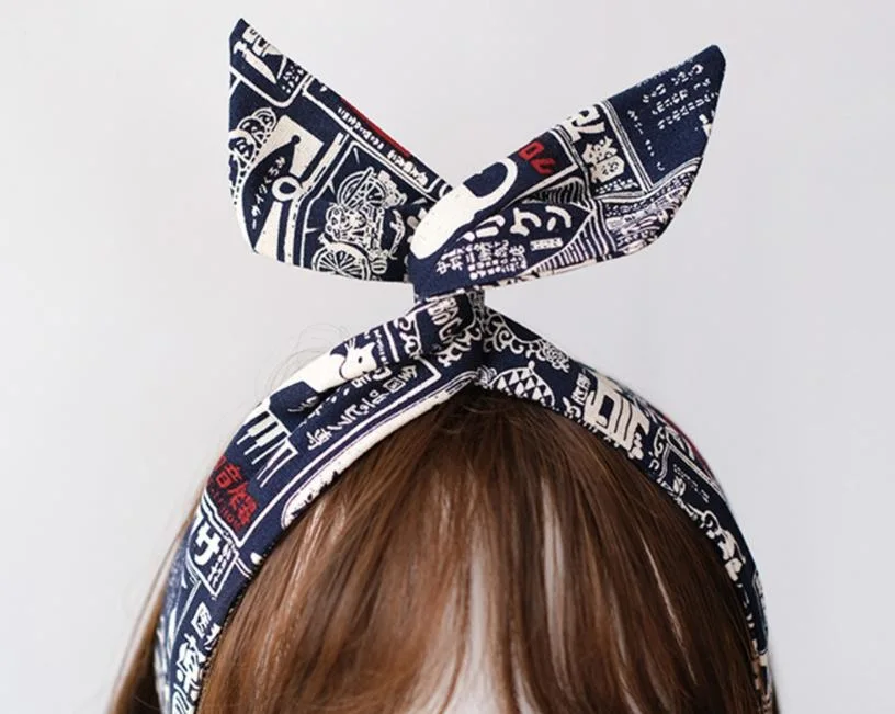 Promotional Item Fashion High Quality Adjustable Stylish Printed Bow Headband