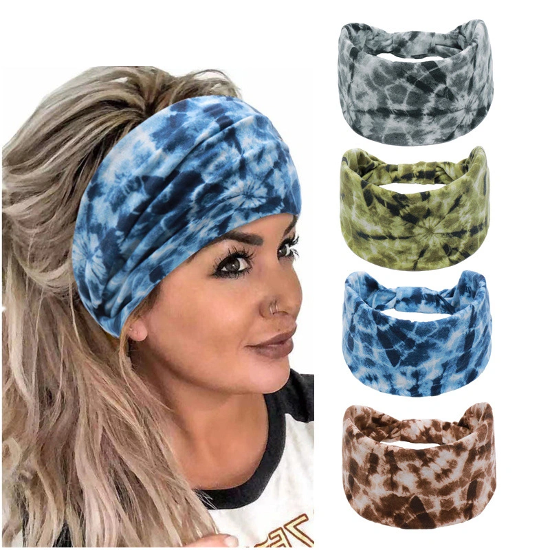 Women&prime;s Tie Dye Printing Jersey Head Wrap Hair Band Lady Cheaper Design Headband