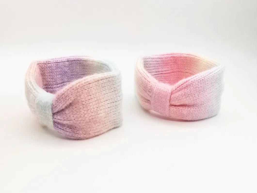 Knitted Headband with Gradient Yarn and Bow