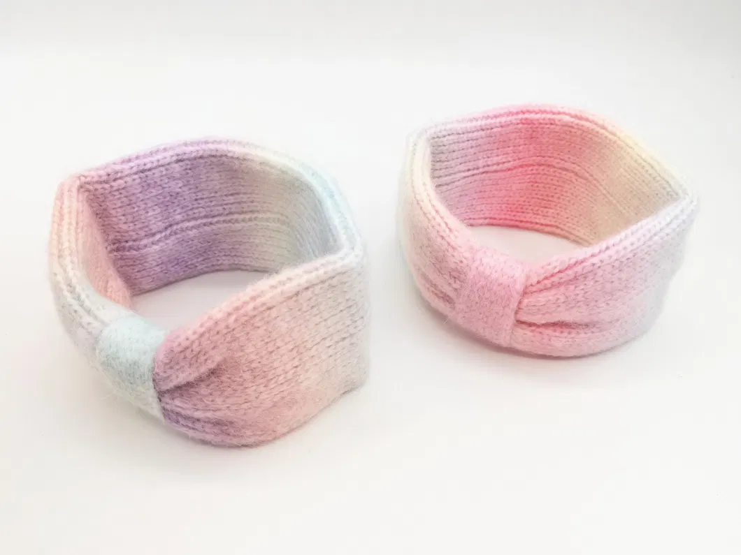 Knitted Headband with Gradient Yarn and Bow