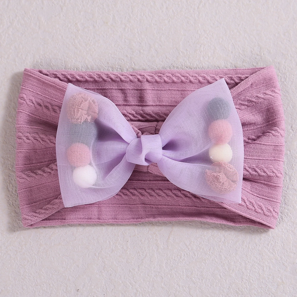 New Jacquard Nylon Headband Mesh Bow Cute Headband for Baby