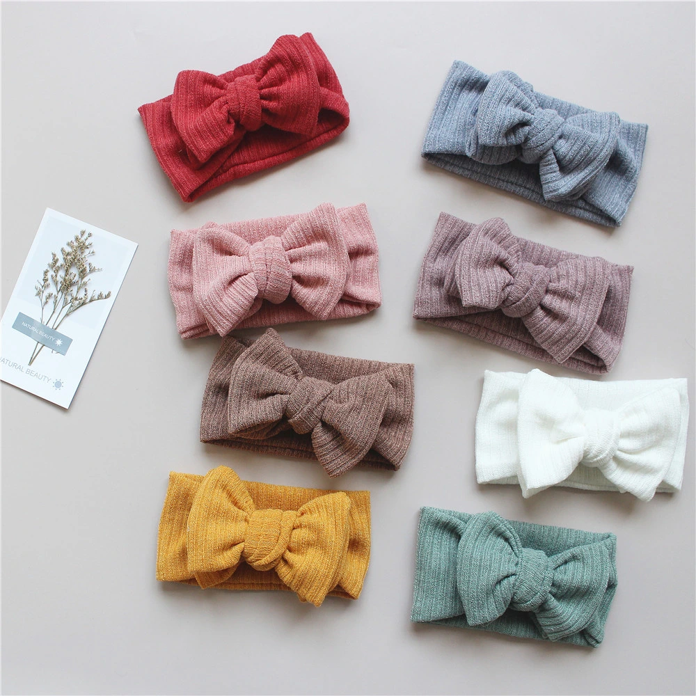 Children&prime;s Headband Oversized DIY Double Bow Pit Strip Knitted Headband for Baby